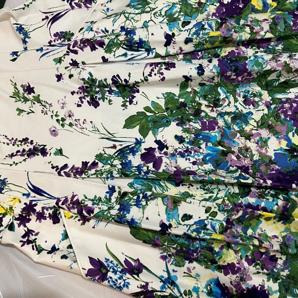 NWT Lauren Ralph Lauren Women’s Floral Fit & Flare Dress White Multi Size 14 - Picture 5 of 15